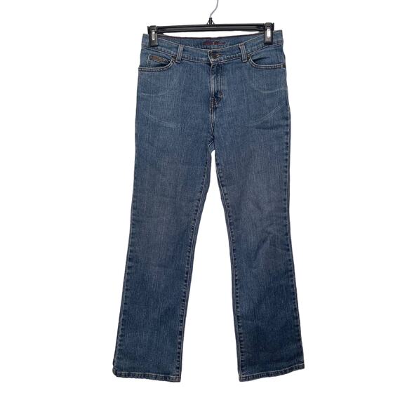 Eddie Bauer Womens Jeans 6 Blue Denim Stretch Boot Cut Mid Rise Medium Wash - Picture 1 of 13